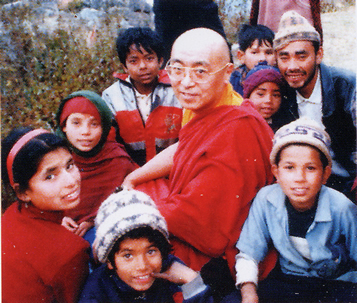 Refugee children with Rinpoche